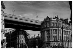 Newcastle - Tyne Bridge passing over the buildings