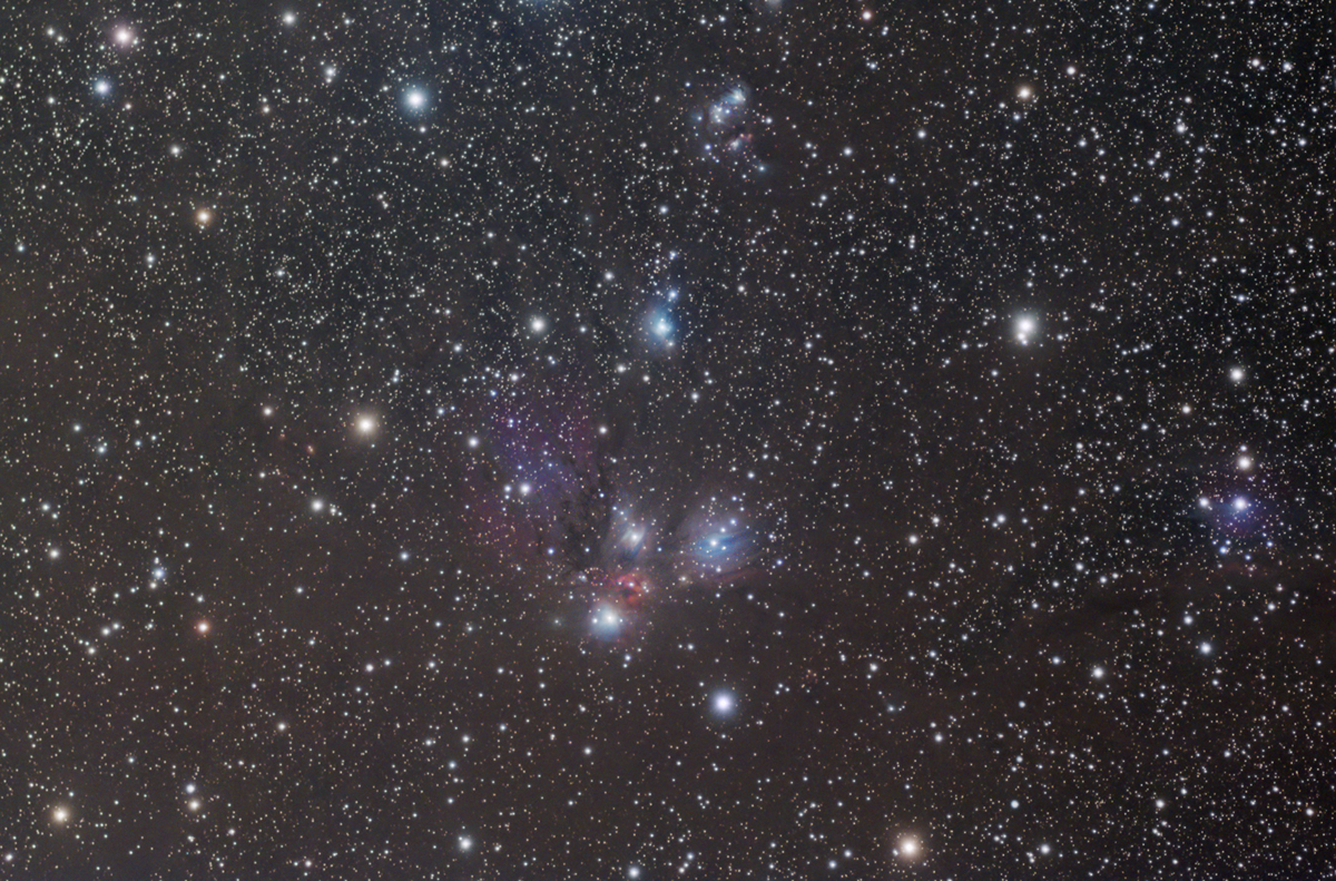 NGC2170, vdB68, vdB69 und umgebende Staubwolken