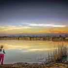 Niña y atardecer