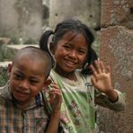 Nice children in a temple