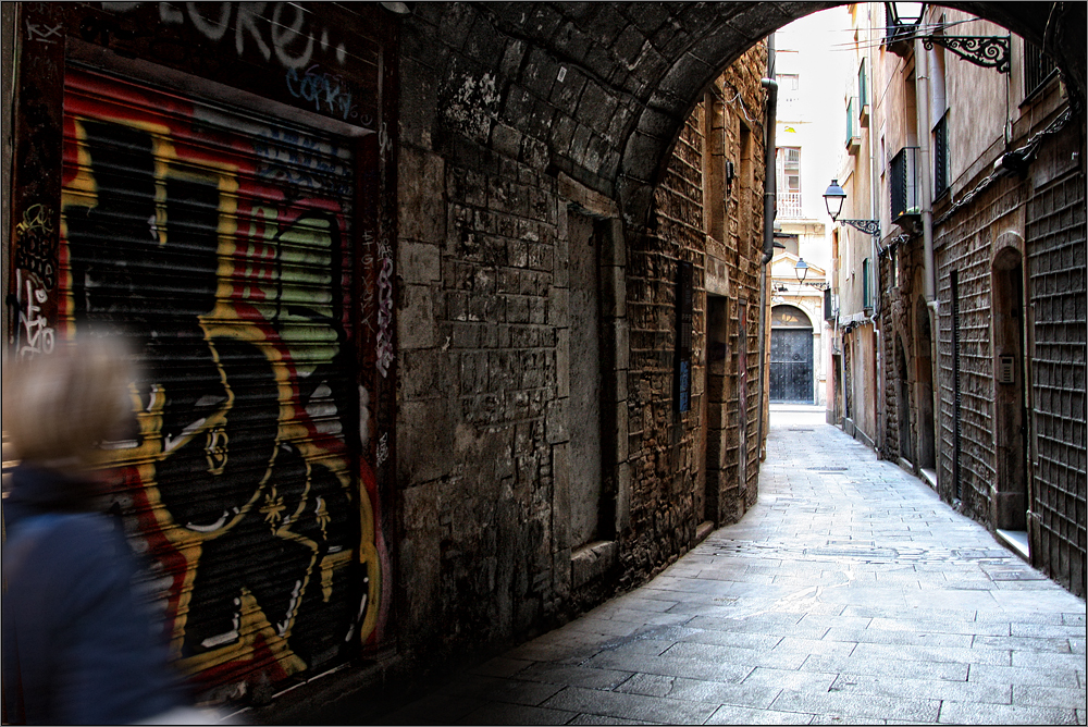 Nichts los in den Gassen der Altstadt von Barcelona