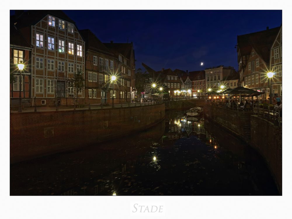 Niedersächsische - Impressionen " Stade - Der Hansehafen bei Nacht..."