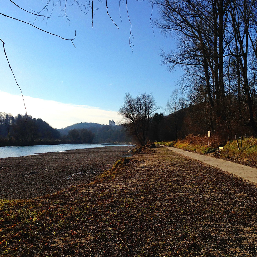 Niedrigwasser an der Salzach