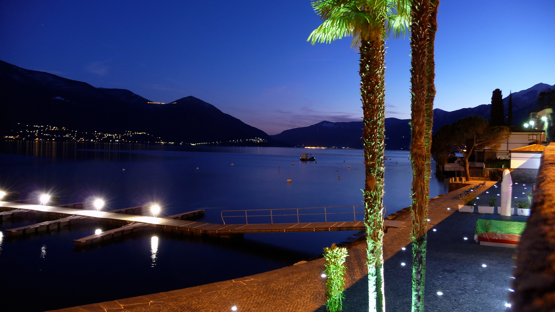 night falls over lago maggiore