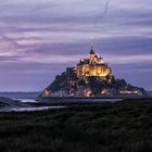 Night falls over Mont St. Michel