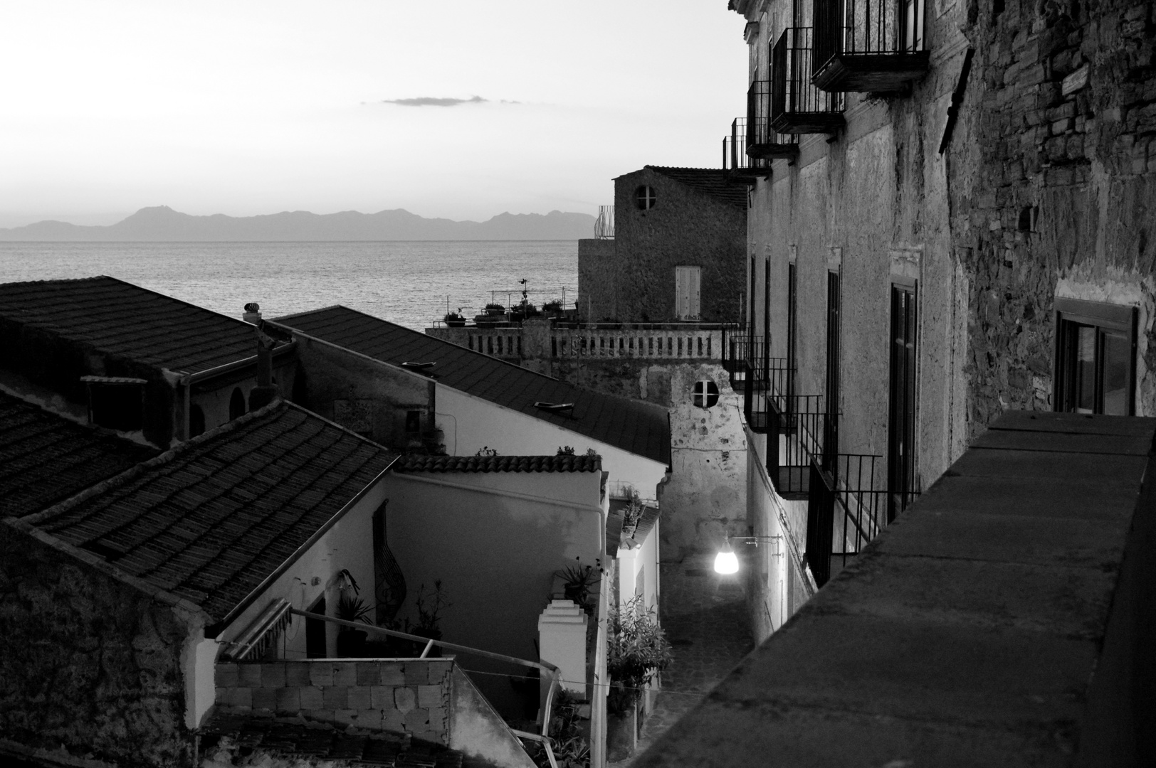 Night falls over the Gulf of Salerno. Italy, spring 2015