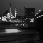 Night flows under Galata bridge