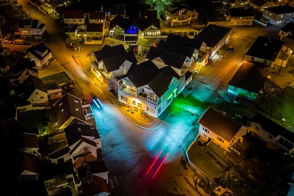 Night in a small town