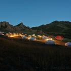 night is falling in yurt camp