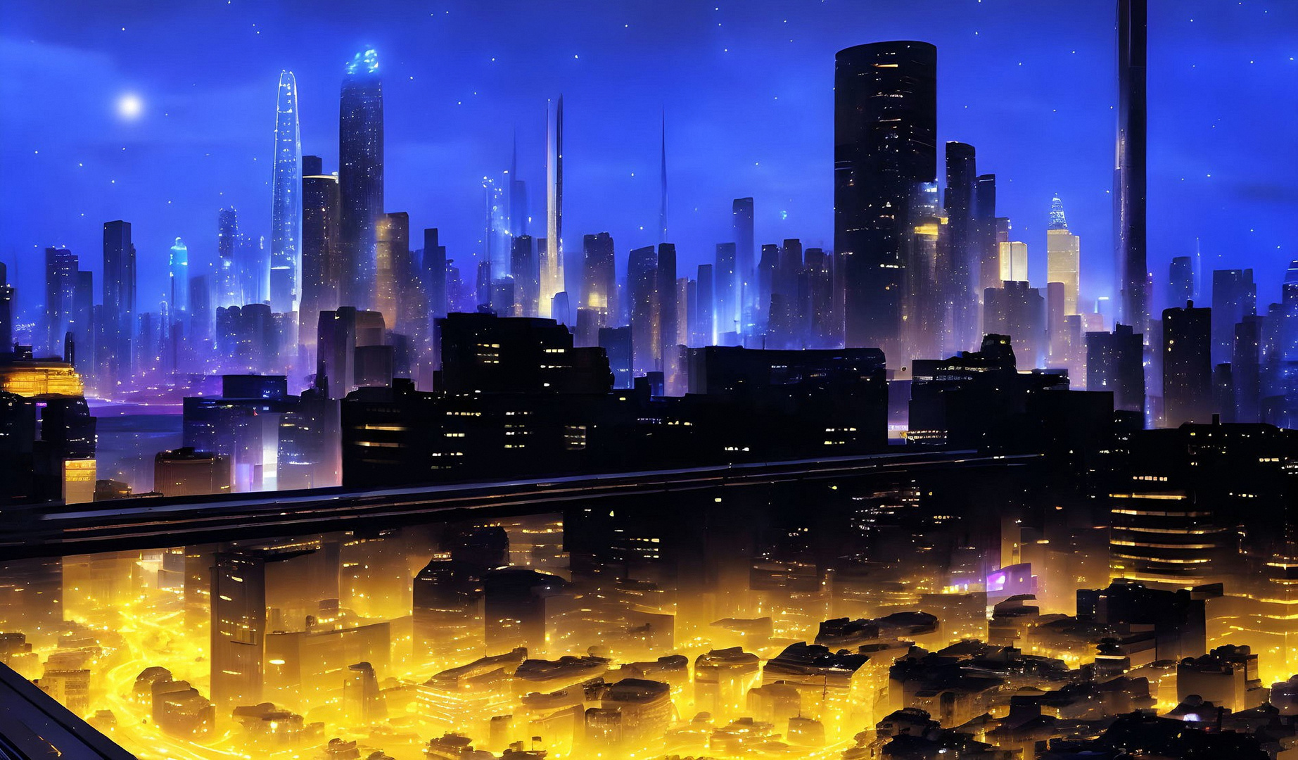 Night over the glowing City