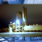 Night shot of a concrete mixer plant.