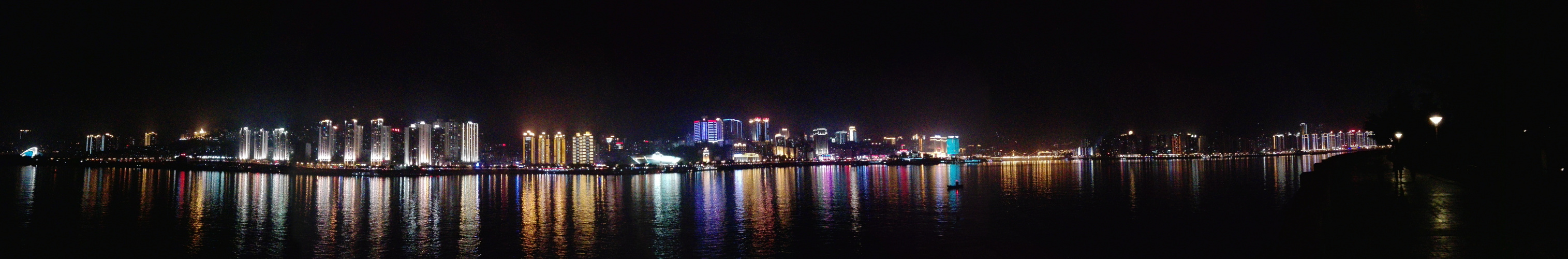 Night view of a river city