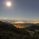 night view with moonshine and stars from Albispass on Zug and mountains (5 minutes exposure)