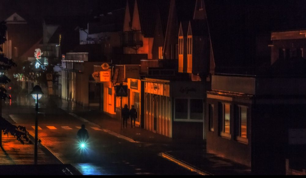 night  walk with rain