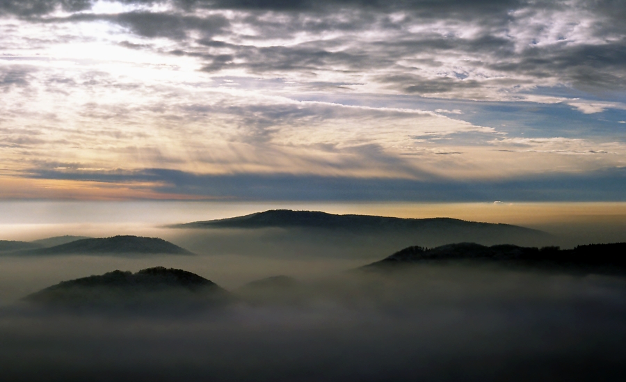 Nightfall gloomy landscape.