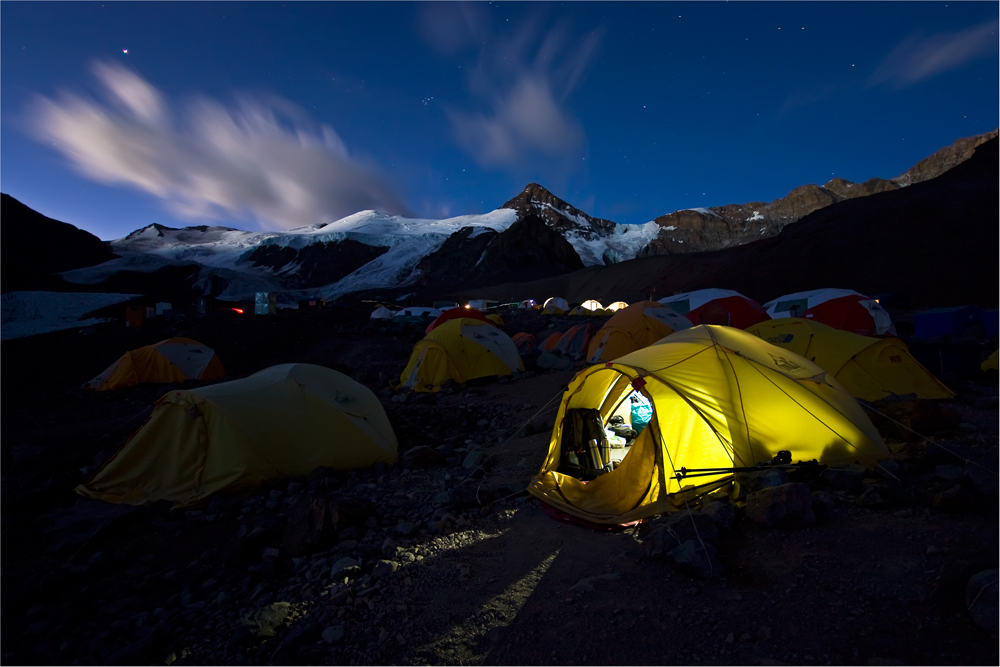 nightfall in Plaza de Mulas, 4300m