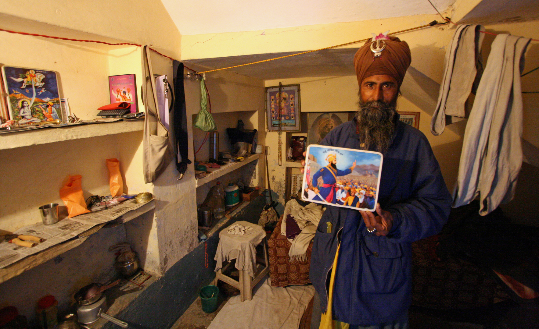 Nihang Sikh in his room