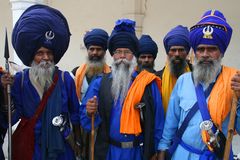 Nihang Sikhs in Bangla Sahib Gurdwara in New Delhi