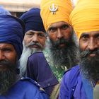 Nihang Sikhs in Gurudwara Sis Ganj Sahib at Chandni Chowk in Old Delhi.