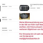 Nikon D850 gestohlen 04-2019