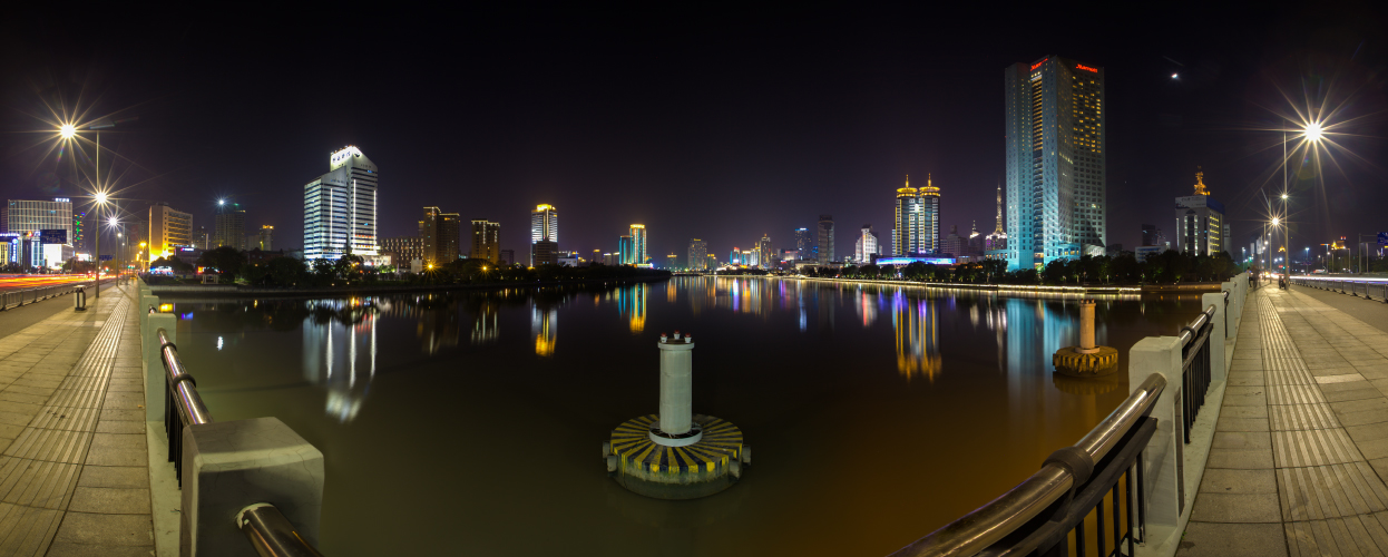 Ningbo River Night Panorama