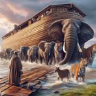 Noah vor der überfüllten Arche