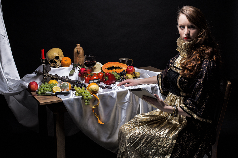 Noble chatelaine with wine and apples (Vanitas 4)