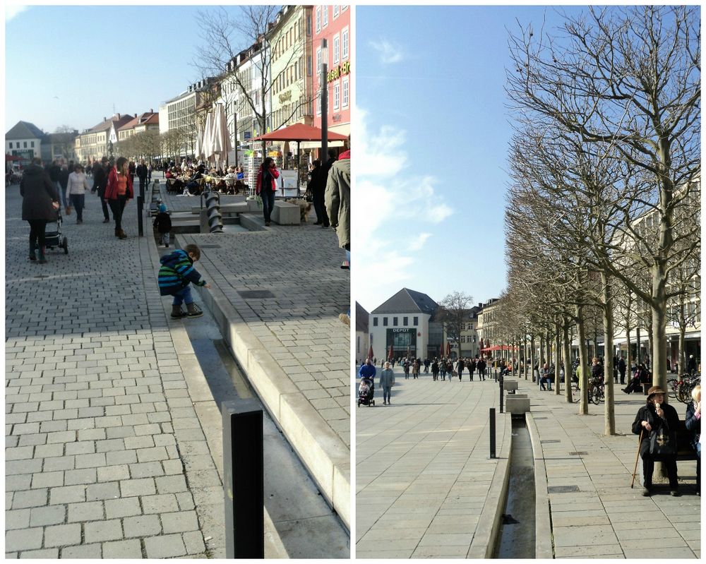 Noch wenig Wasser im "Todesgraben" (Volksmund)  Marktplatz Bayreuth