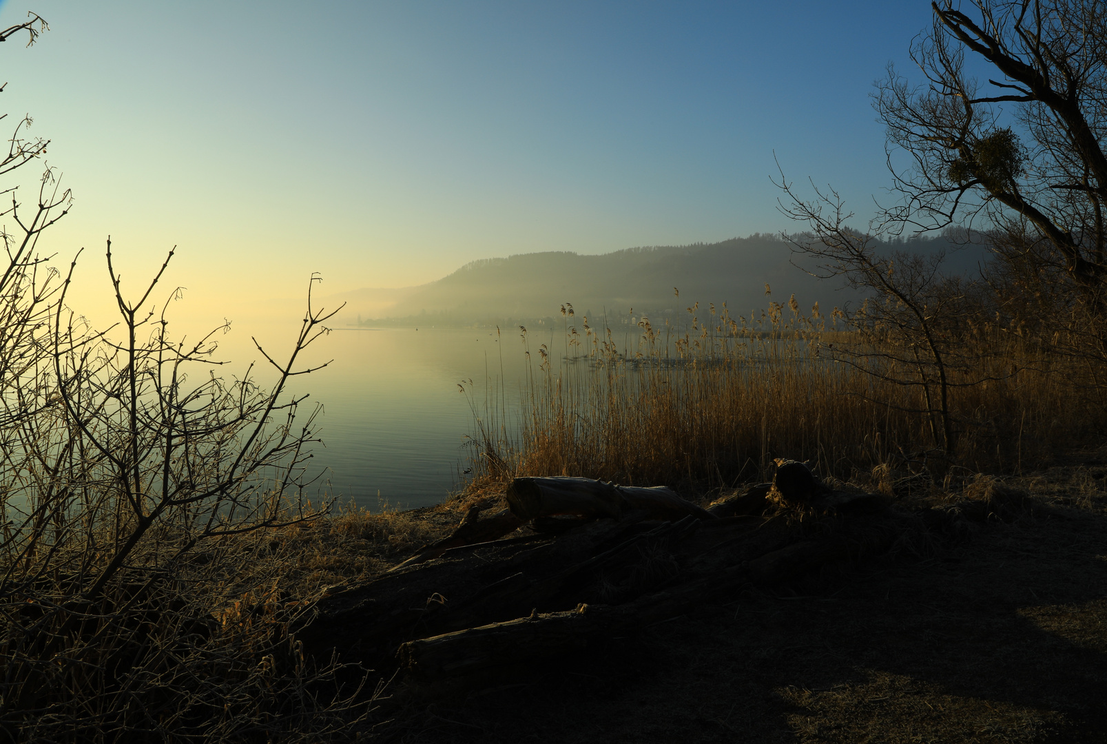 Nochmals Sonnenaufgang am Bodensee am Sonntagmorgen bei Ludwigshafen 