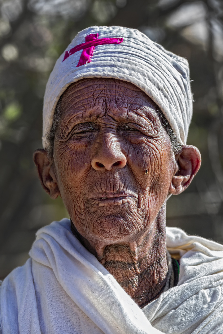 Nonne beim Timkat Fest in Lalibela (Äthiopien)