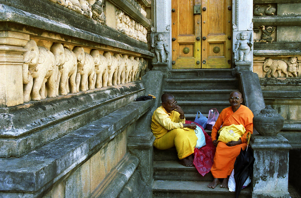 Nonnen am Kelaniya Tempel