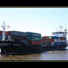 nord-ostsee-kanal: container auf dem weg nach Kiel / container en el camino para Kiel en Alemania