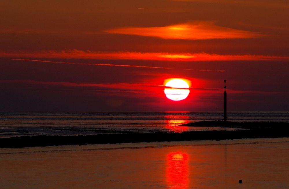 Norddeich heute um 17:52....Ende eines eisigen Tages