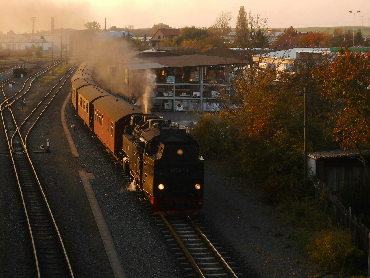 Nordhäuser Brockenzug im Abendlicht 1.