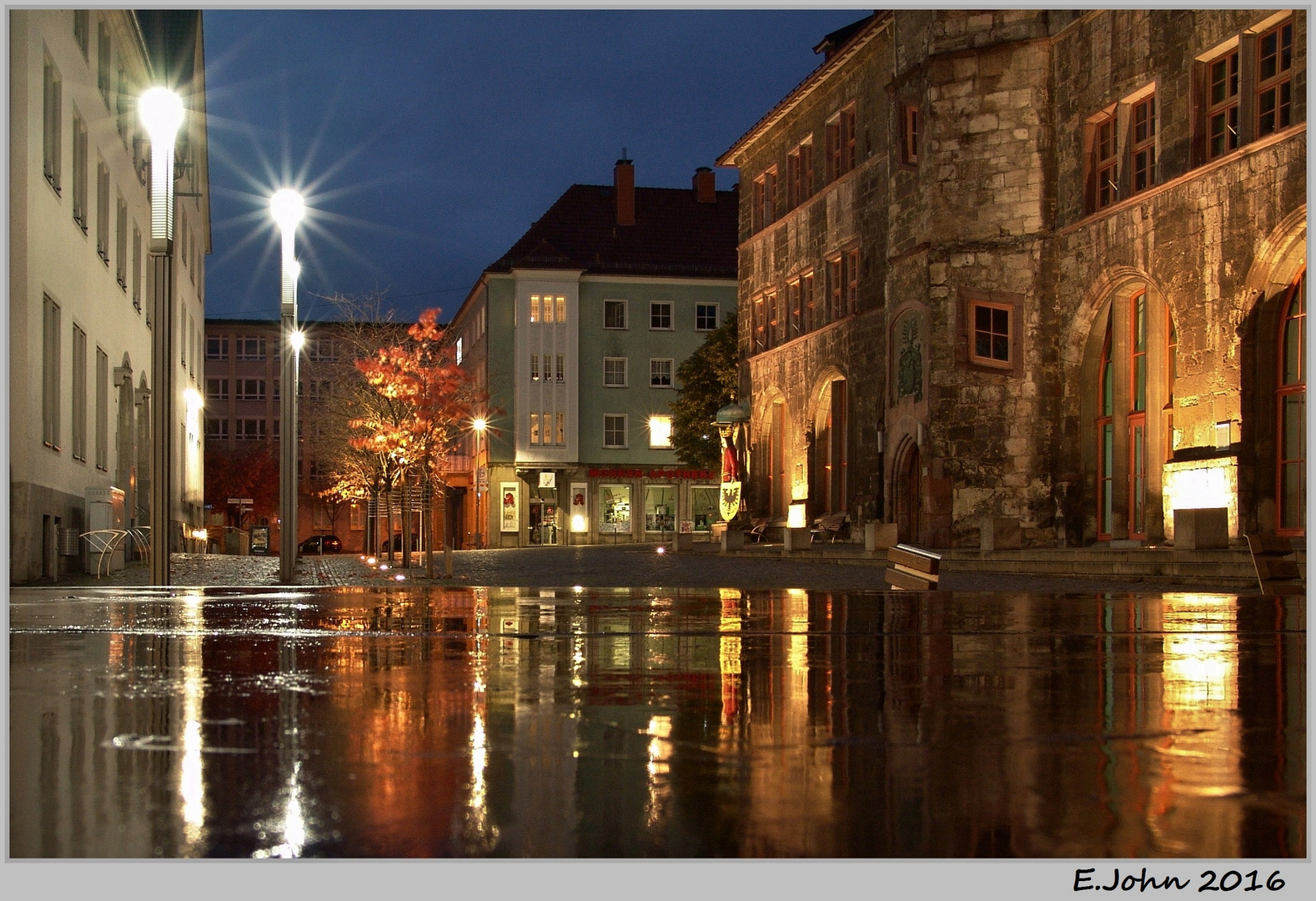 Nordhausen am Harz, Markt am Rathaus  am Abend (1)