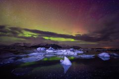 nordlicht am jökulsarlon