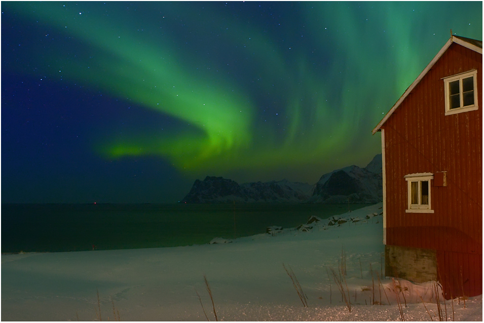 Nordlicht am Myrland-Strand