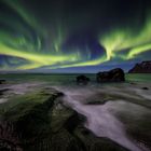 Nordlicht am Utakleiv Beach auf den Lofoten