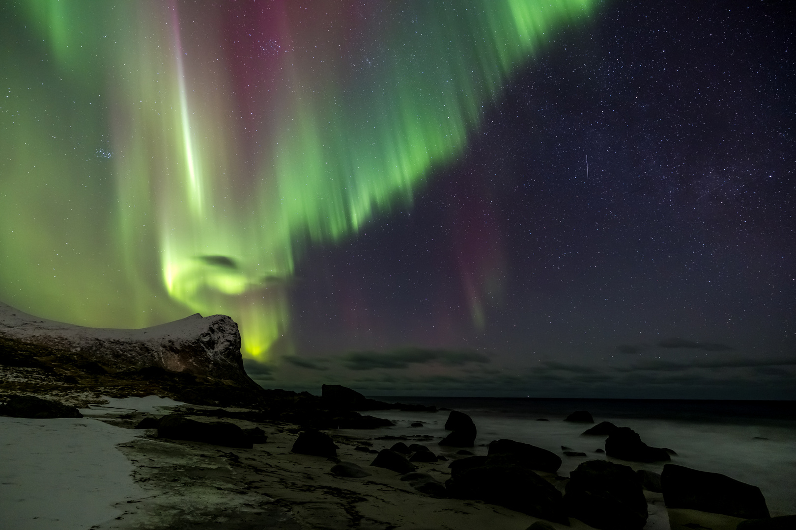 Nordlicht (Aurora borealis) am Myrland Beach