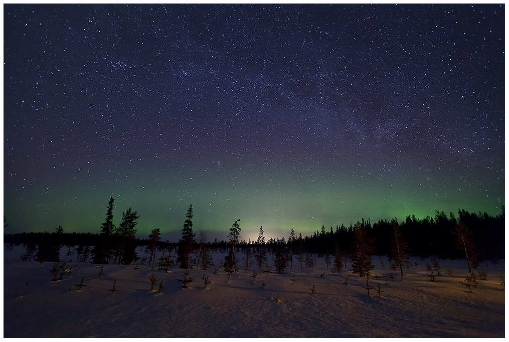 Nordlicht, Cassiopeia und die Milchstrasse