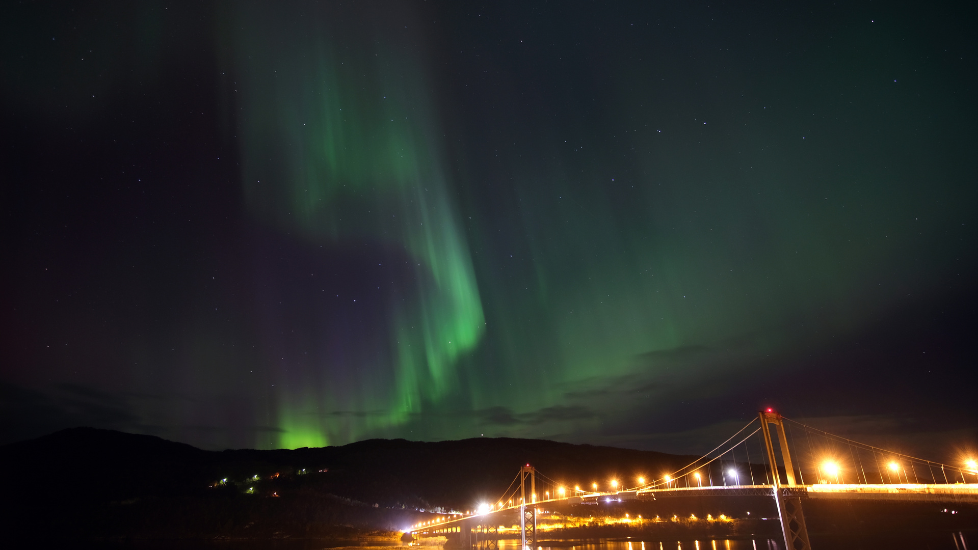 Nordlicht über der Tjeldsundbrua - Lofoten