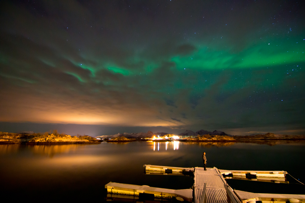 Nordlicht über Ringstad (Vesterålen)