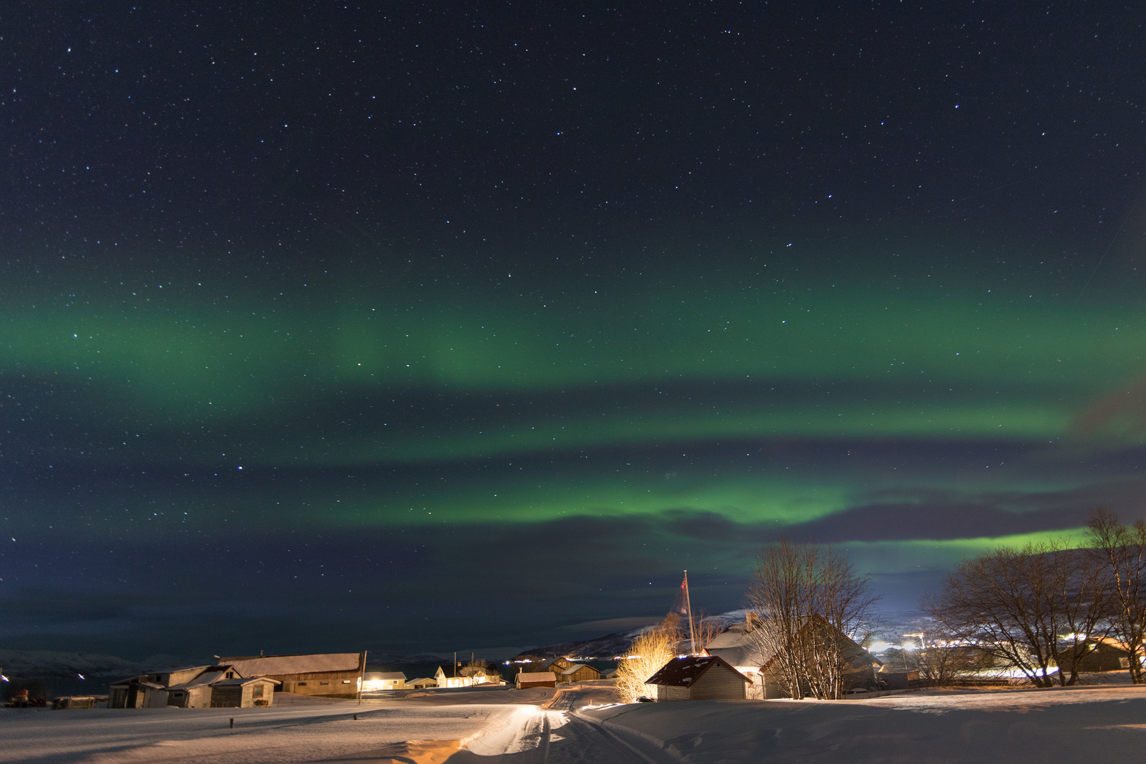 Nordlichter über Dafjord (Nordnorwegen)