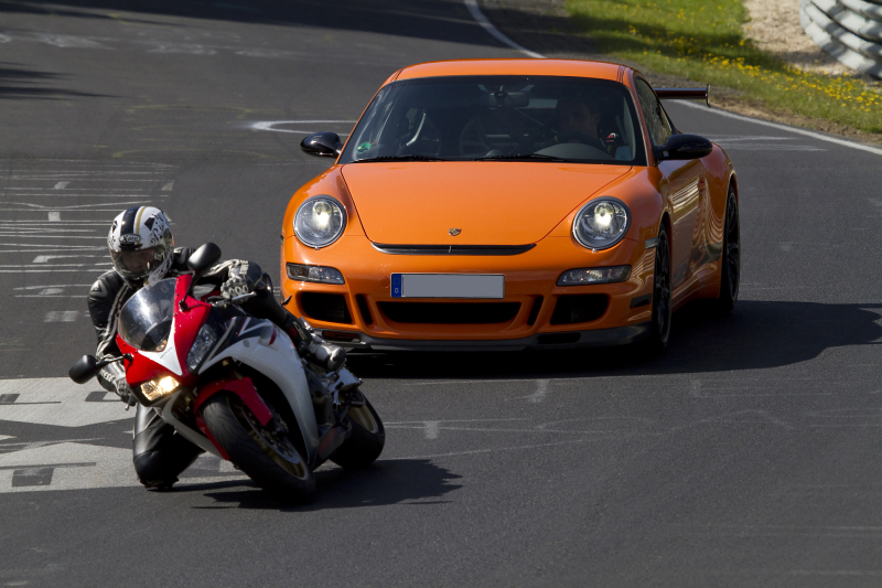 Nordschleife - Car chases bike