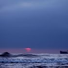 Nordsee abends bei aufziehendem Gewitter aus der Froschperspektive