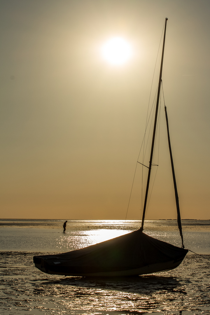 Nordsee mit Ebbe beim Sonnenuntergang