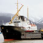 Nordstjernen - das älteste Schiff der Hurtigruten Flotte - im Hafen von Svalbard.