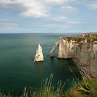 Normandie, Blick auf die Kreidefelsen von Étretat.