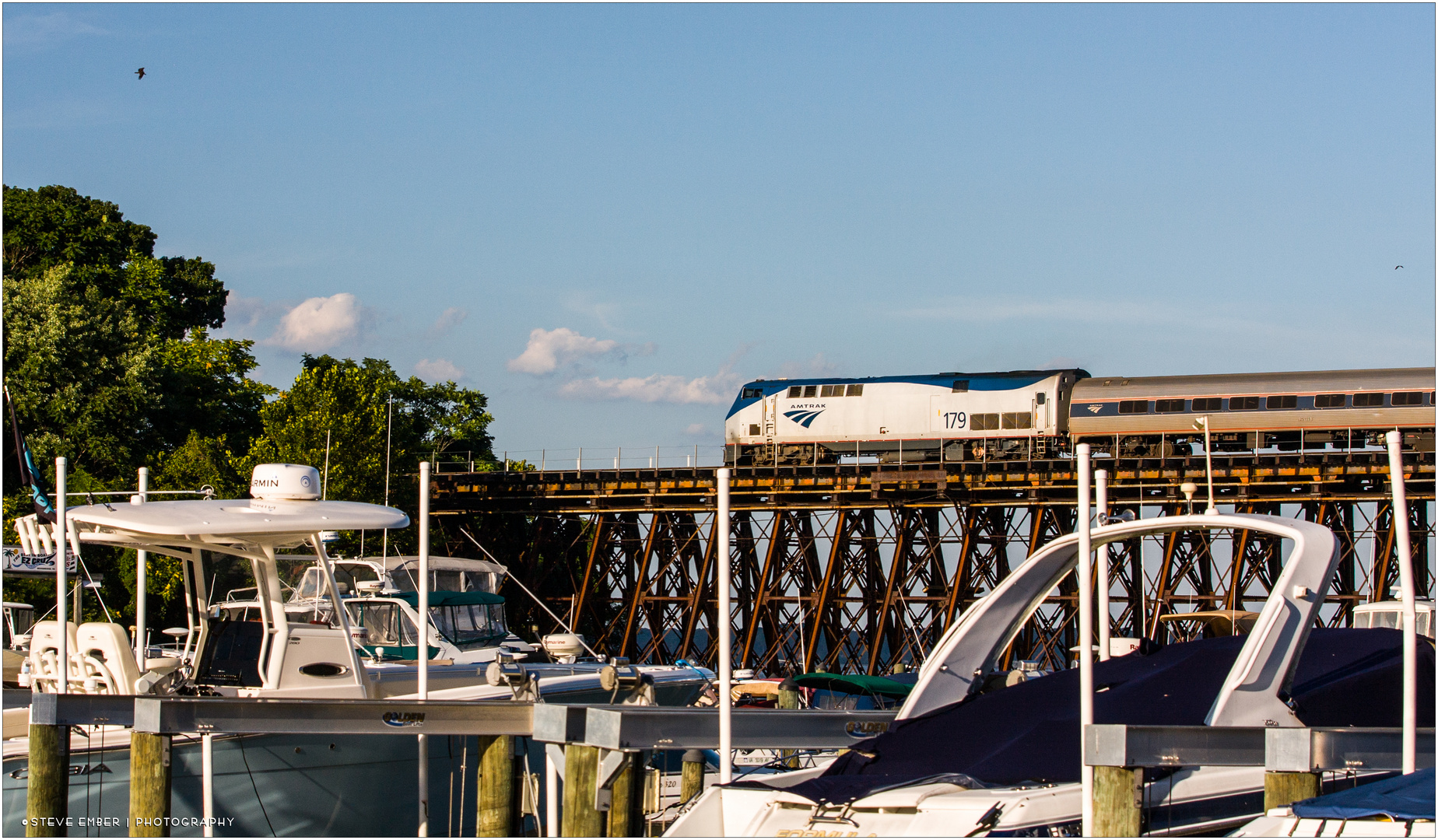 Northbound Amtrak on Neabsco Creek Trestle