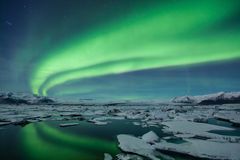 Northern Lights at Jokulsarlon Gletscher